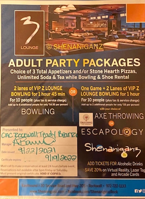 ADULT PARTY PACKAGE GIFT CERTIFICATE